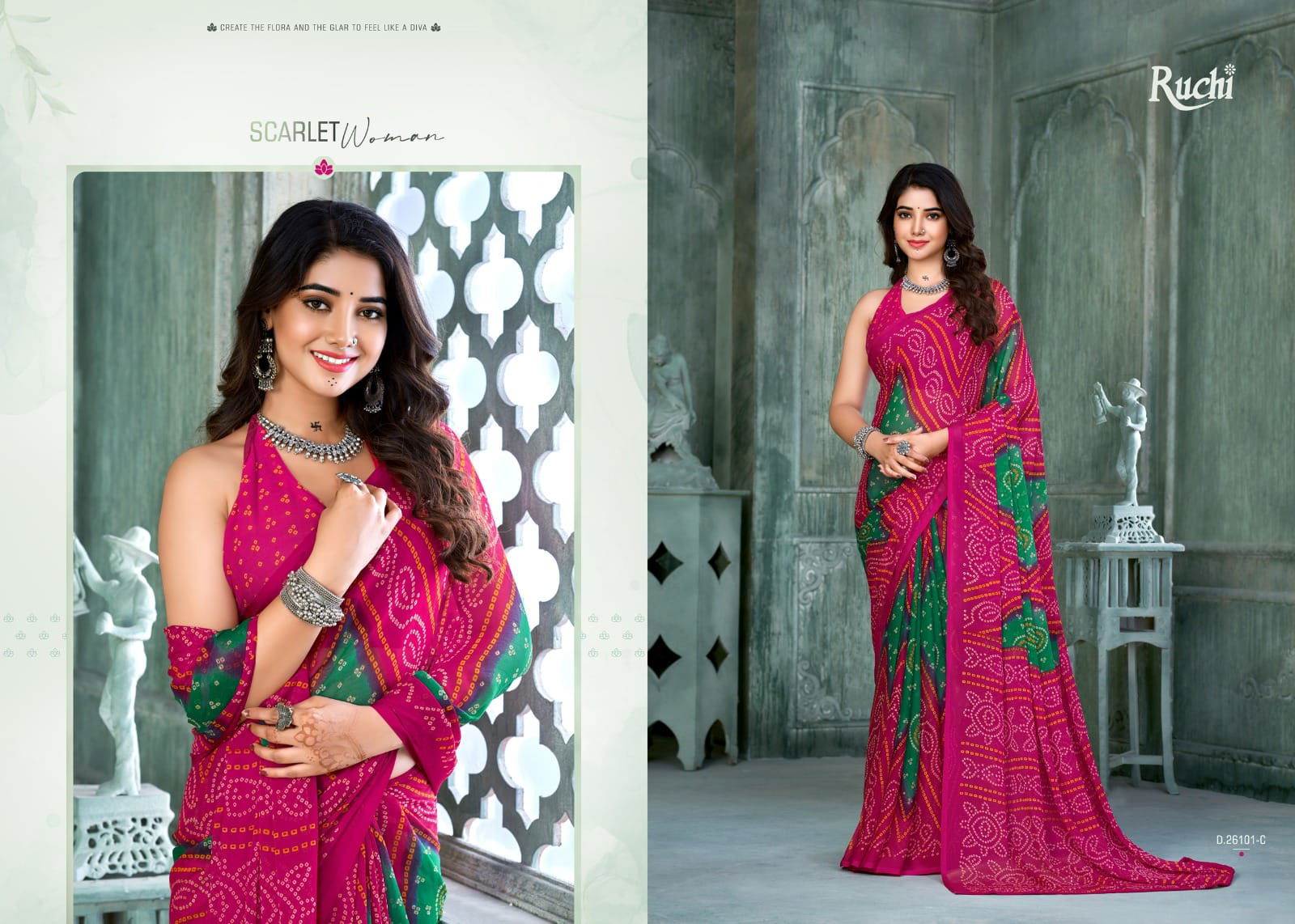 Star Chiffon 131 Bandhani Printed Daily Wear Sarees Catalog